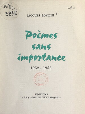 cover image of Poèmes sans importance, 1952-1958